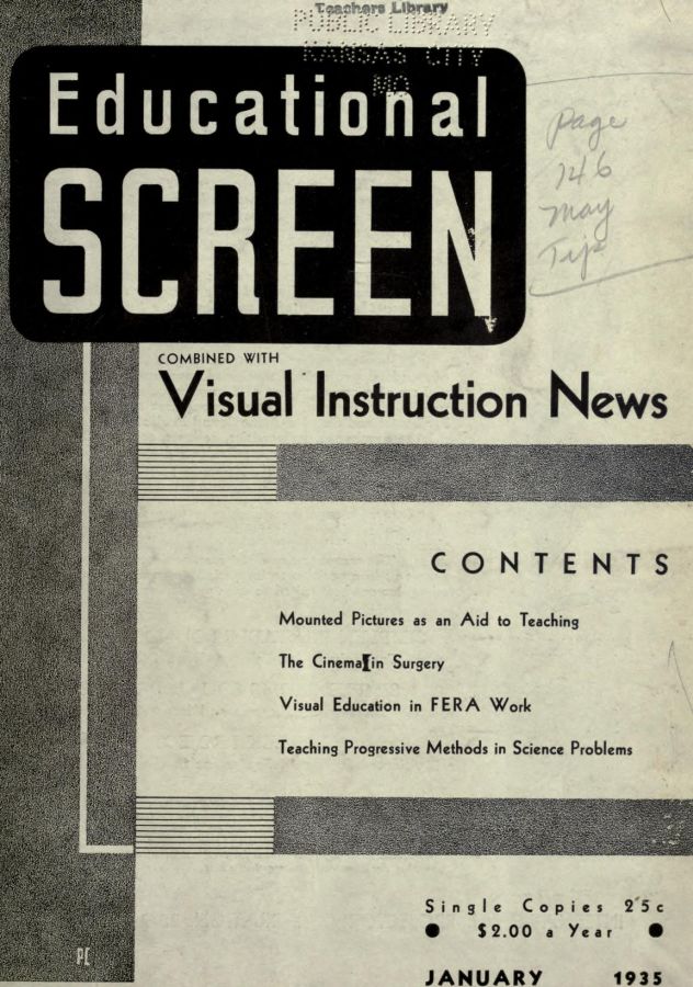 EDUCATIONAL SCREEN magazine side cover January 1935