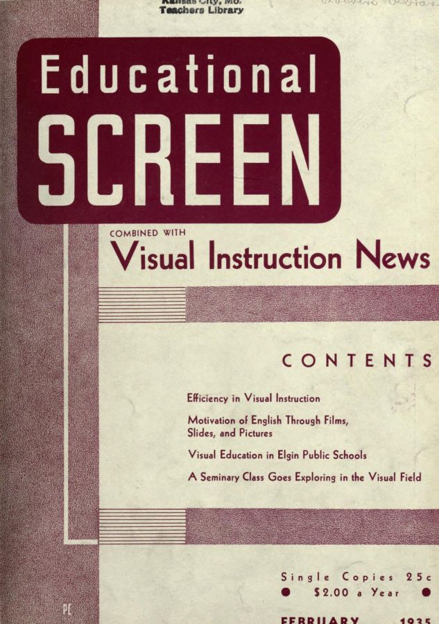 EDUCATIONAL SCREEN magazine side cover February 1935