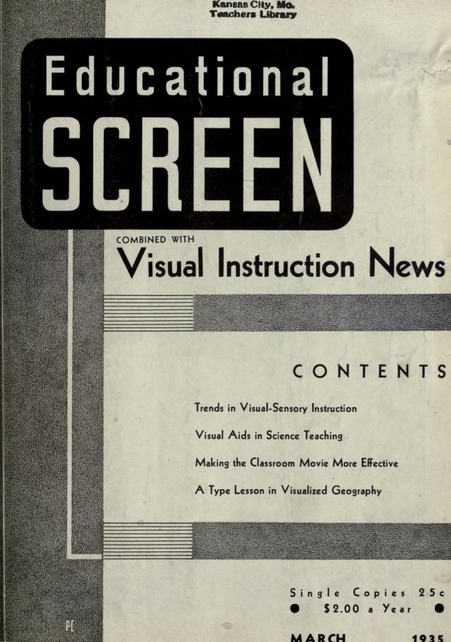 EDUCATIONAL SCREEN magazine side cover March 1935