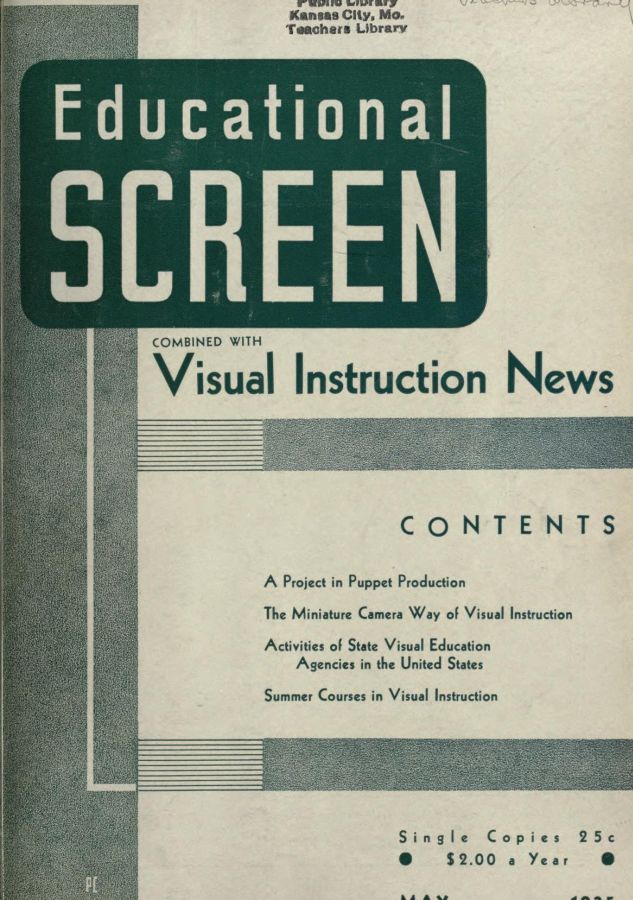 EDUCATIONAL SCREEN magazine side cover May 1935