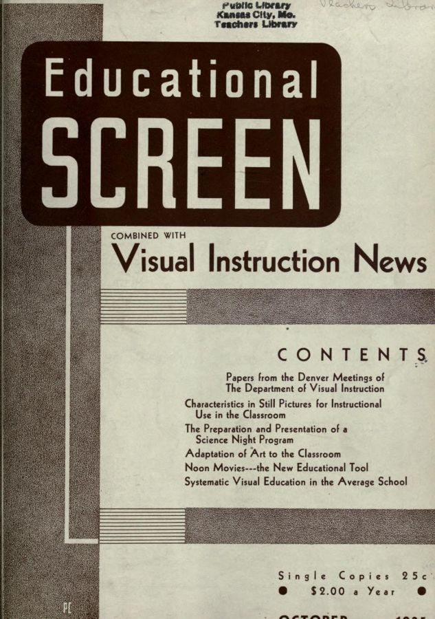 EDUCATIONAL SCREEN magazine side cover October 1935