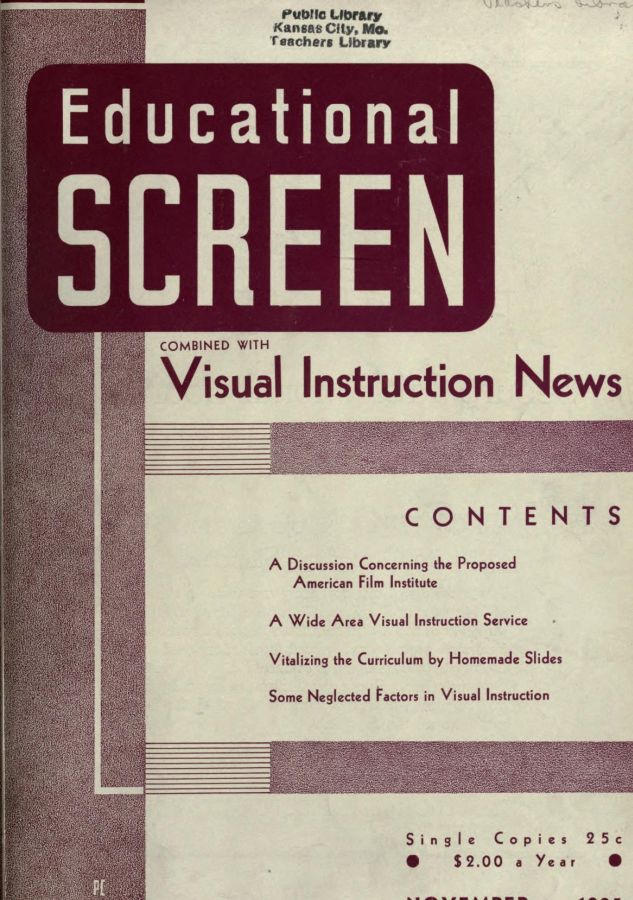 EDUCATIONAL SCREEN magazine side cover November 1935
