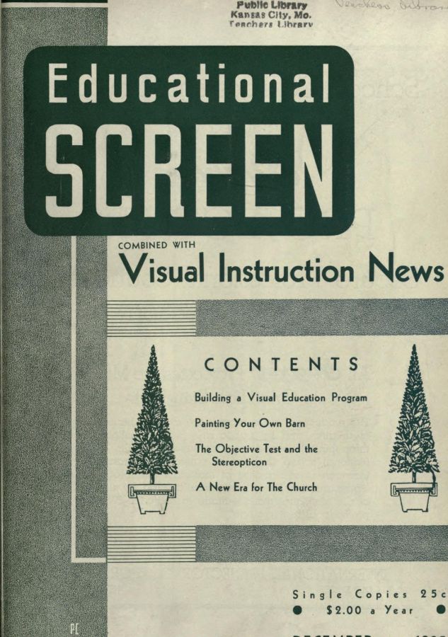 EDUCATIONAL SCREEN magazine side cover December 1935