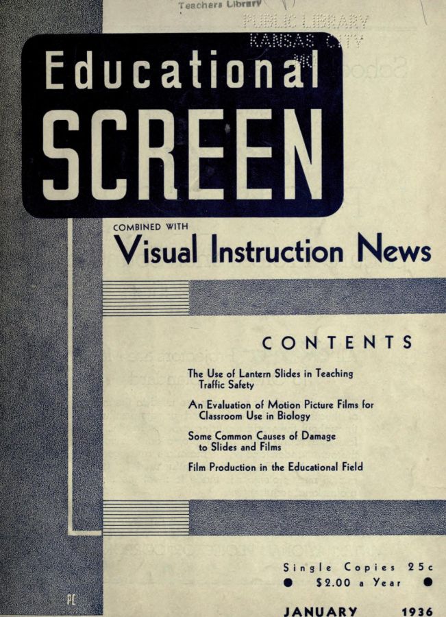 EDUCATIONAL SCREEN magazine side cover January 1936