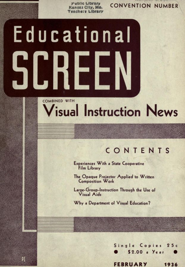 EDUCATIONAL SCREEN magazine side cover February 1936