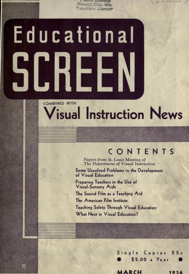 EDUCATIONAL SCREEN magazine side cover March 1936