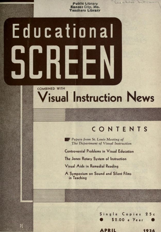 EDUCATIONAL SCREEN magazine side cover April 1936