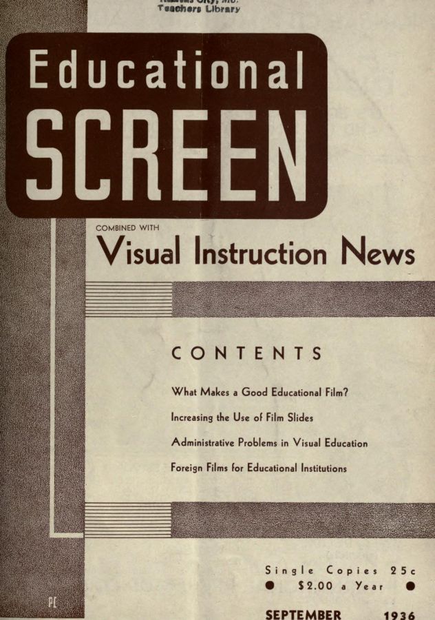 EDUCATIONAL SCREEN magazine side cover September 1936