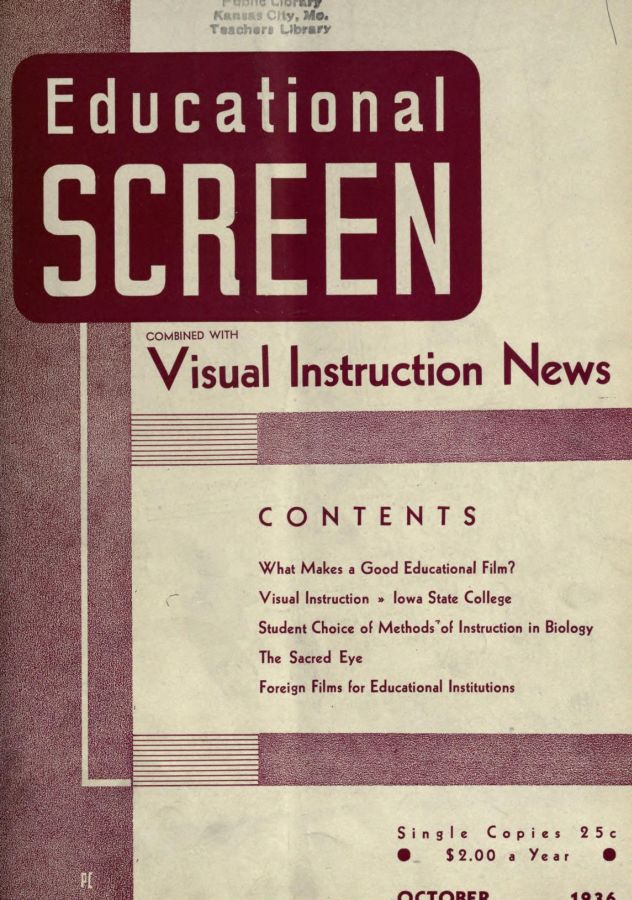 EDUCATIONAL SCREEN magazine side cover October 1936
