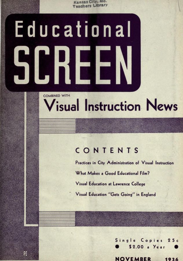 EDUCATIONAL SCREEN magazine side cover November 1936