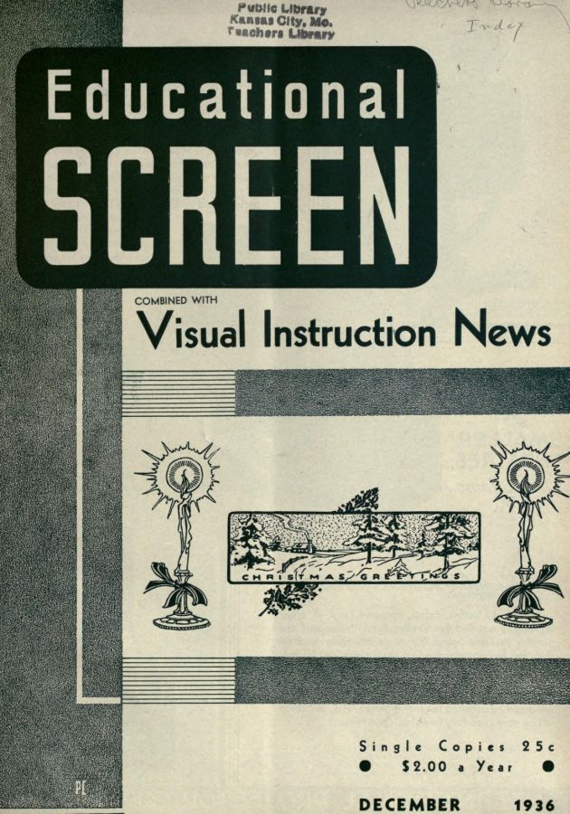 EDUCATIONAL SCREEN magazine side cover December 1936