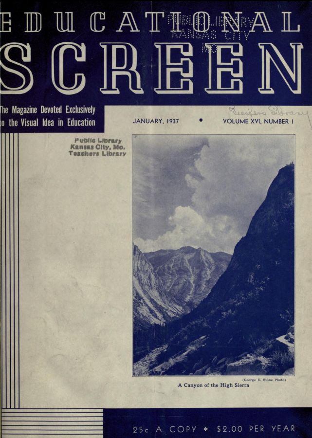 EDUCATIONAL SCREEN magazine side cover January 1937