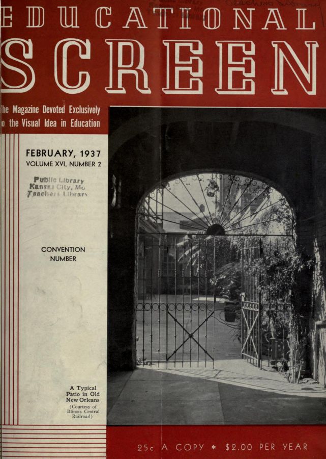 EDUCATIONAL SCREEN magazine side cover February 1937
