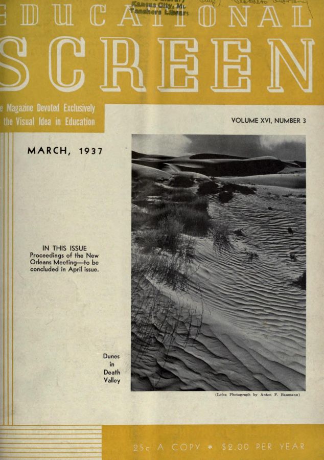 EDUCATIONAL SCREEN magazine side cover March 1937