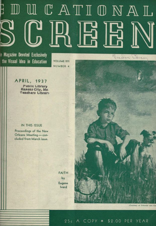 EDUCATIONAL SCREEN magazine side cover April 1937