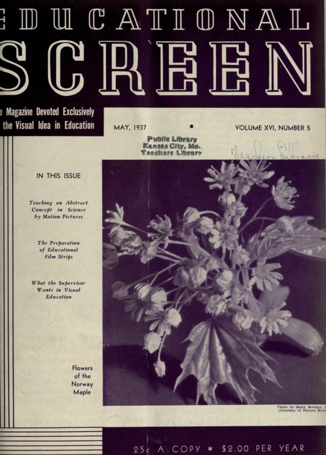 EDUCATIONAL SCREEN magazine side cover May 1937