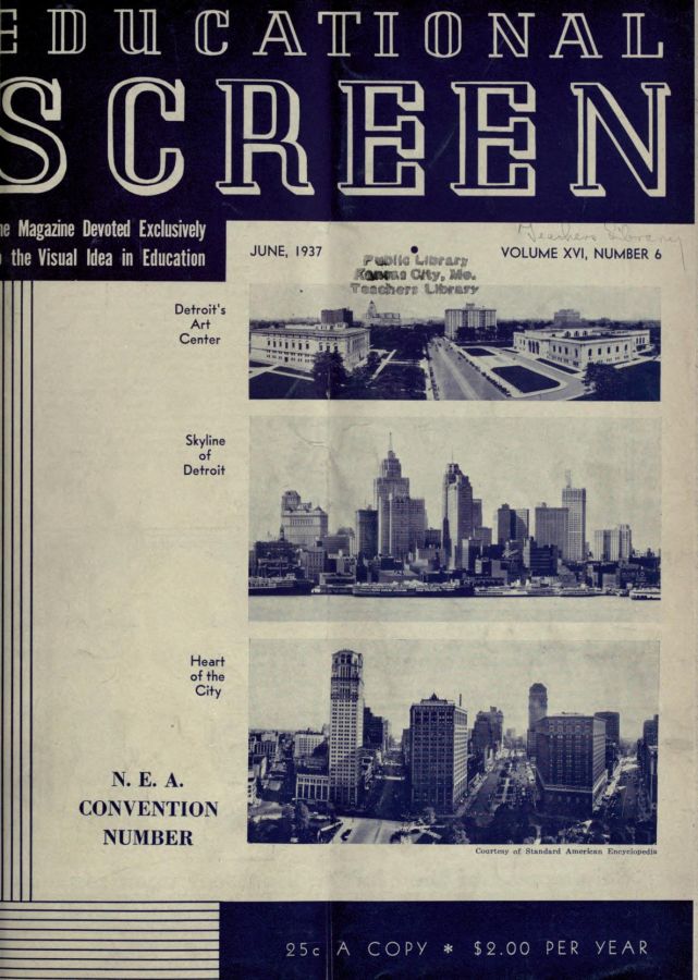 EDUCATIONAL SCREEN magazine side cover June 1937