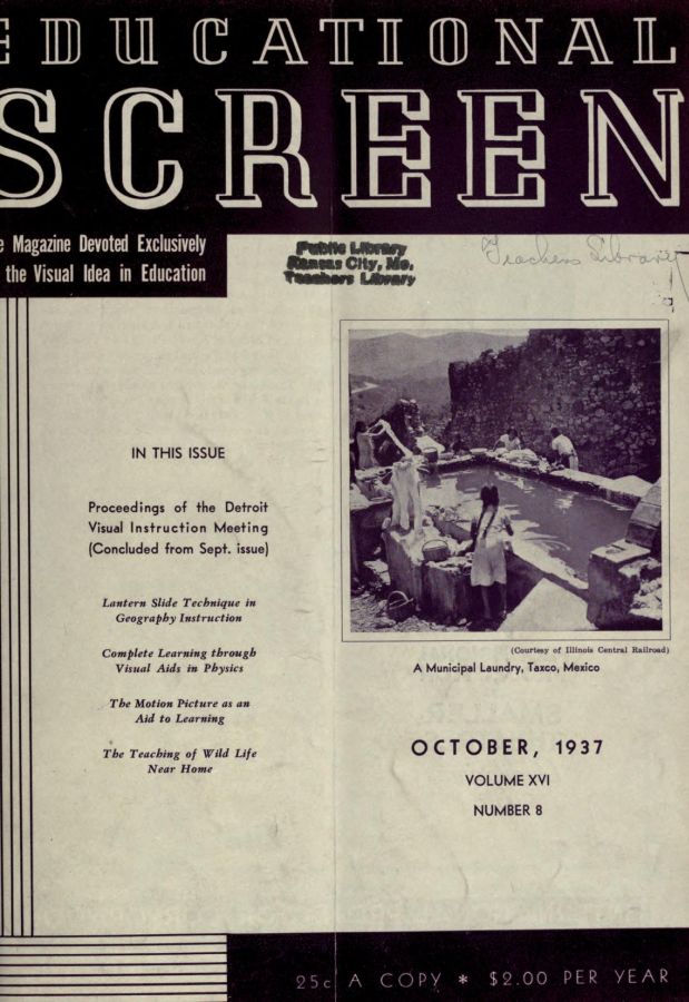 EDUCATIONAL SCREEN magazine side cover October 1937