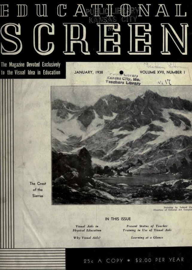 EDUCATIONAL SCREEN magazine side cover January 1938