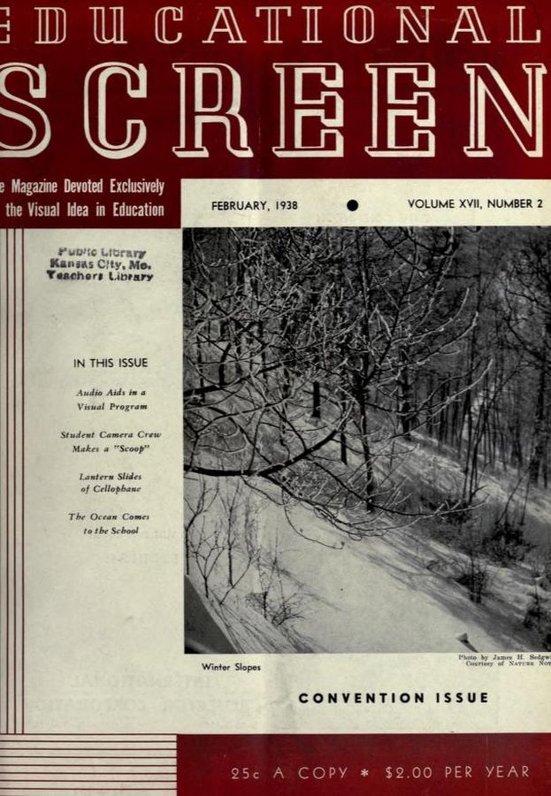 EDUCATIONAL SCREEN magazine side cover February 1938