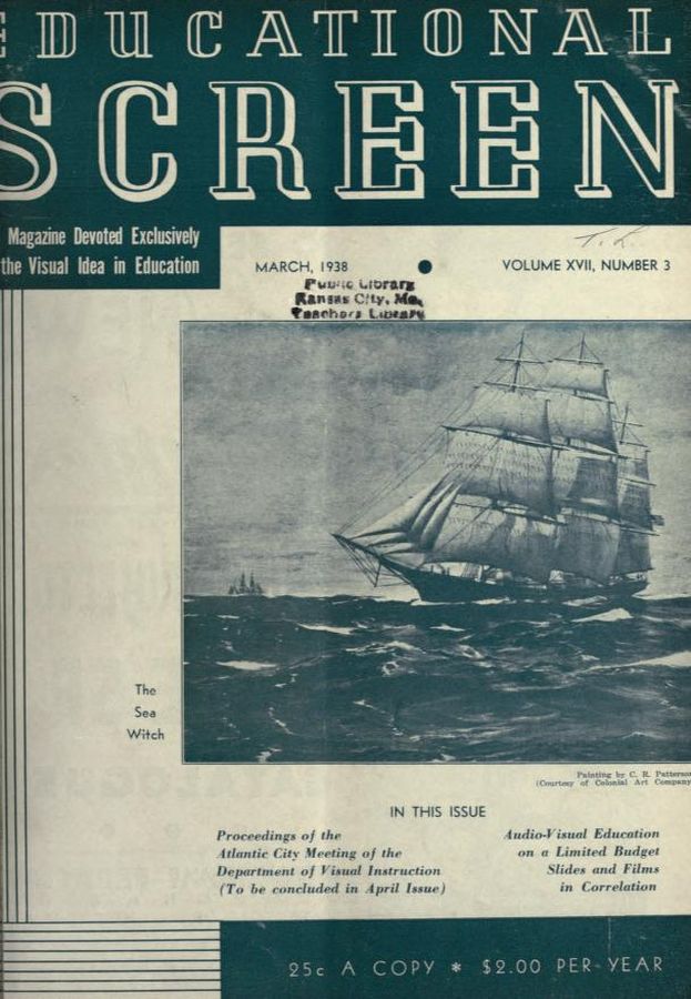EDUCATIONAL SCREEN magazine side cover March 1938