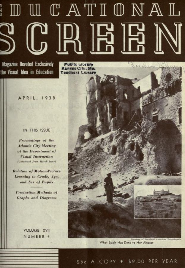 EDUCATIONAL SCREEN magazine side cover April 1938