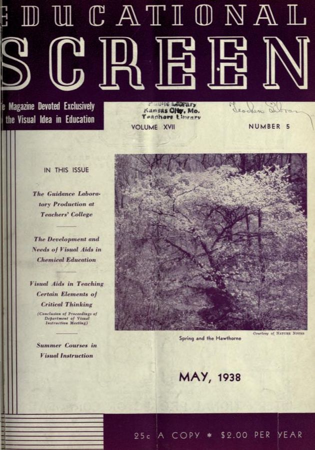 EDUCATIONAL SCREEN magazine side cover May 1938