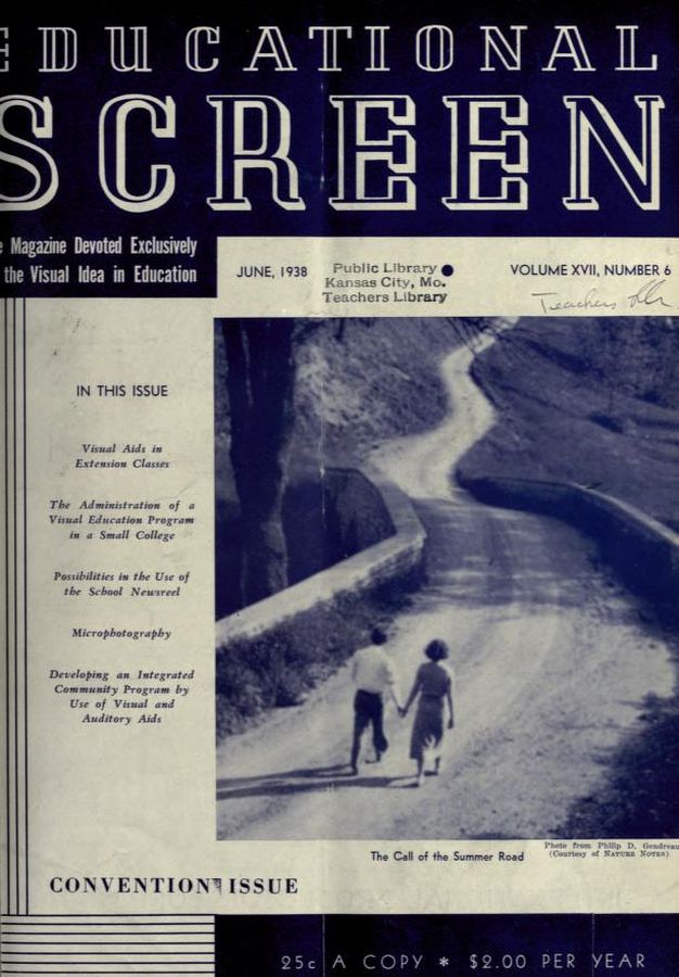EDUCATIONAL SCREEN magazine side cover June 1938