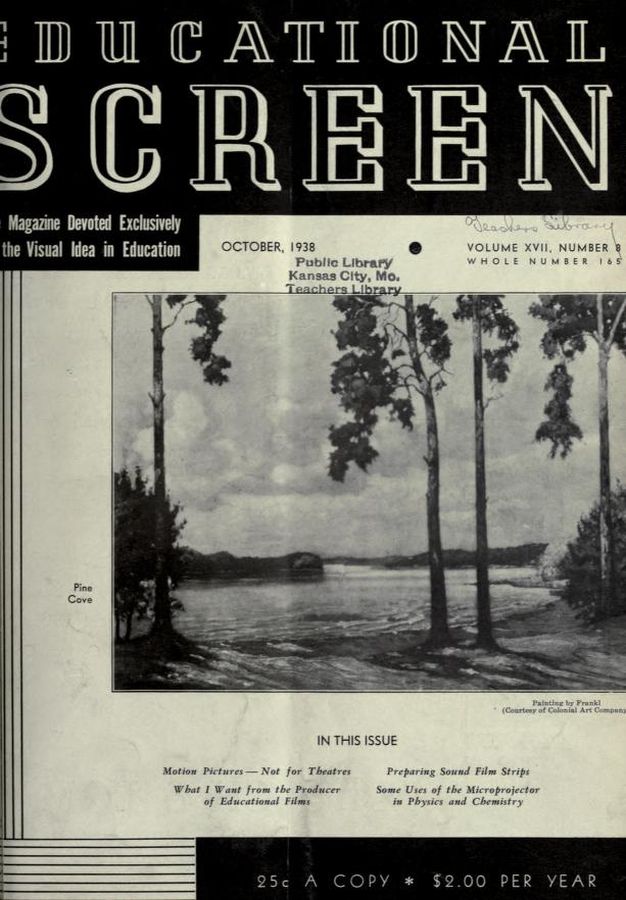 EDUCATIONAL SCREEN magazine side cover October 1938
