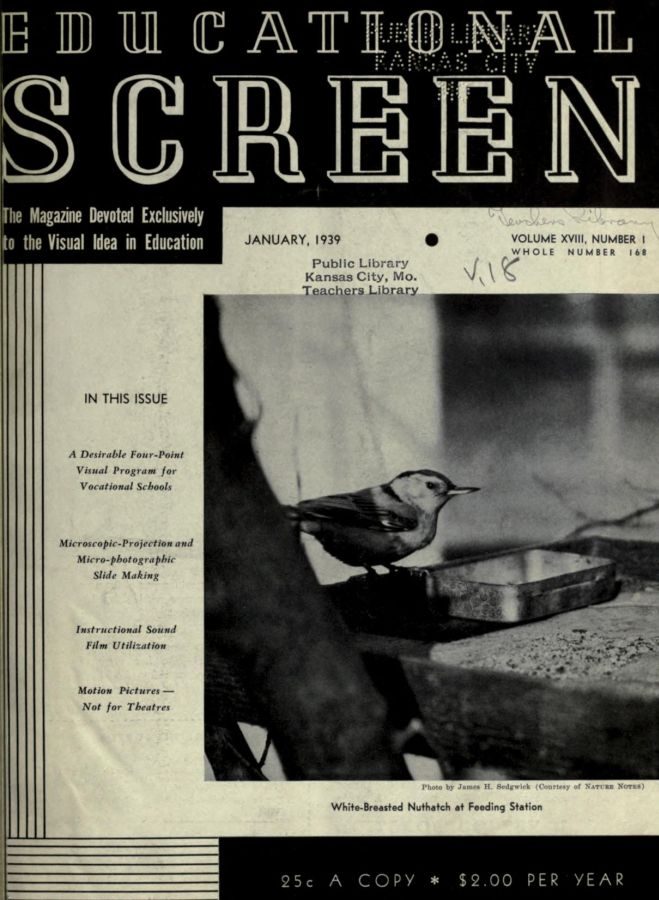 EDUCATIONAL SCREEN magazine side cover January 1939