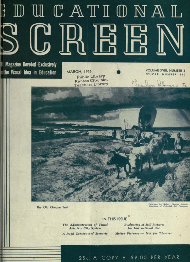 EDUCATIONAL SCREEN magazine side cover March 1939