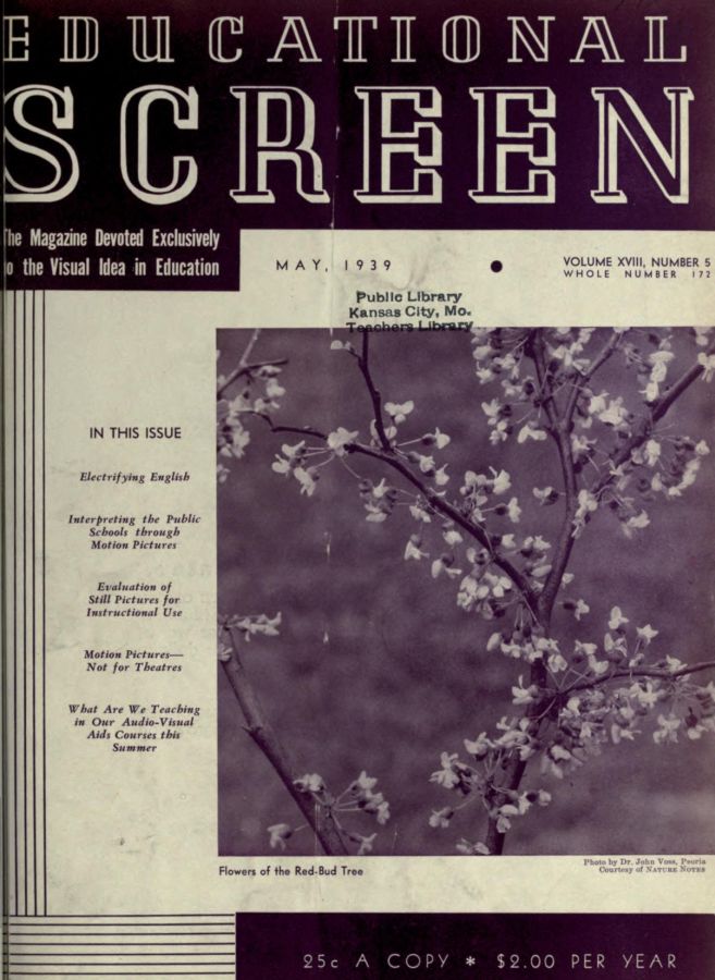 EDUCATIONAL SCREEN magazine side cover May 1939