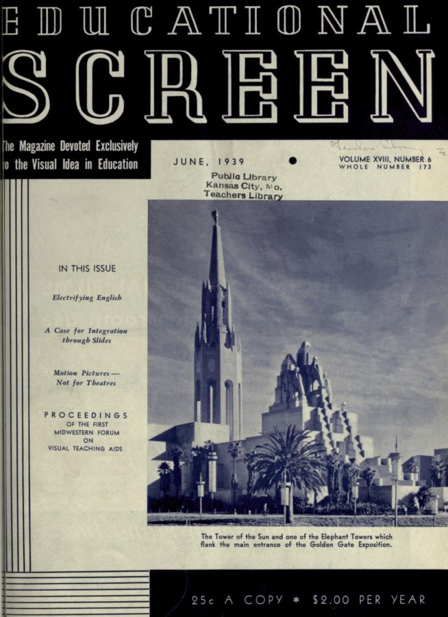 EDUCATIONAL SCREEN magazine side cover June 1939