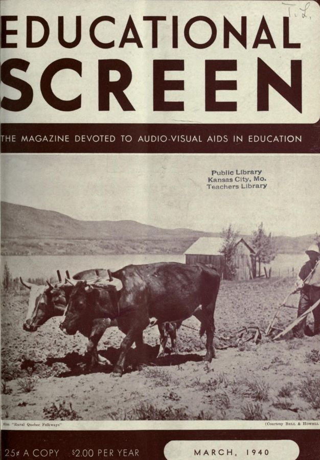 EDUCATIONAL SCREEN magazine side cover March 1940