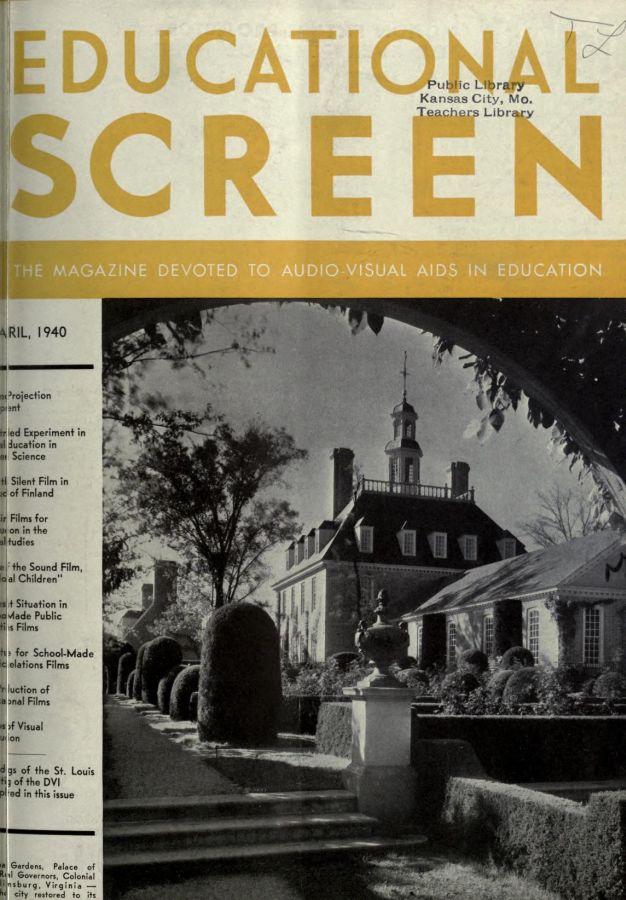 EDUCATIONAL SCREEN magazine side cover April 1940