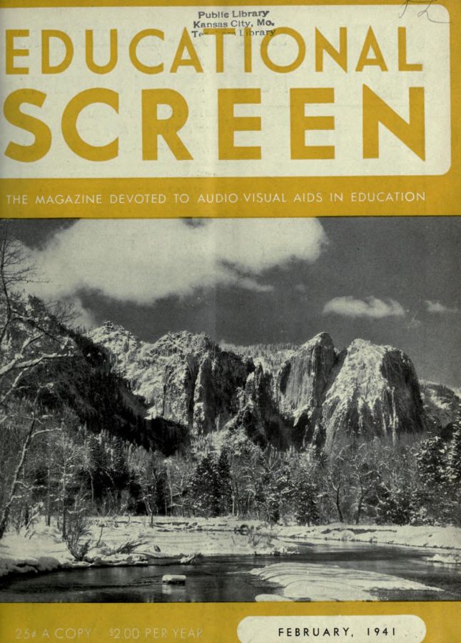 EDUCATIONAL SCREEN magazine side cover February 1941