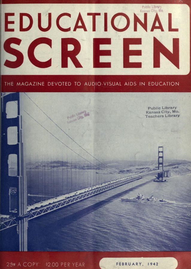 EDUCATIONAL SCREEN magazine side cover February 1942
