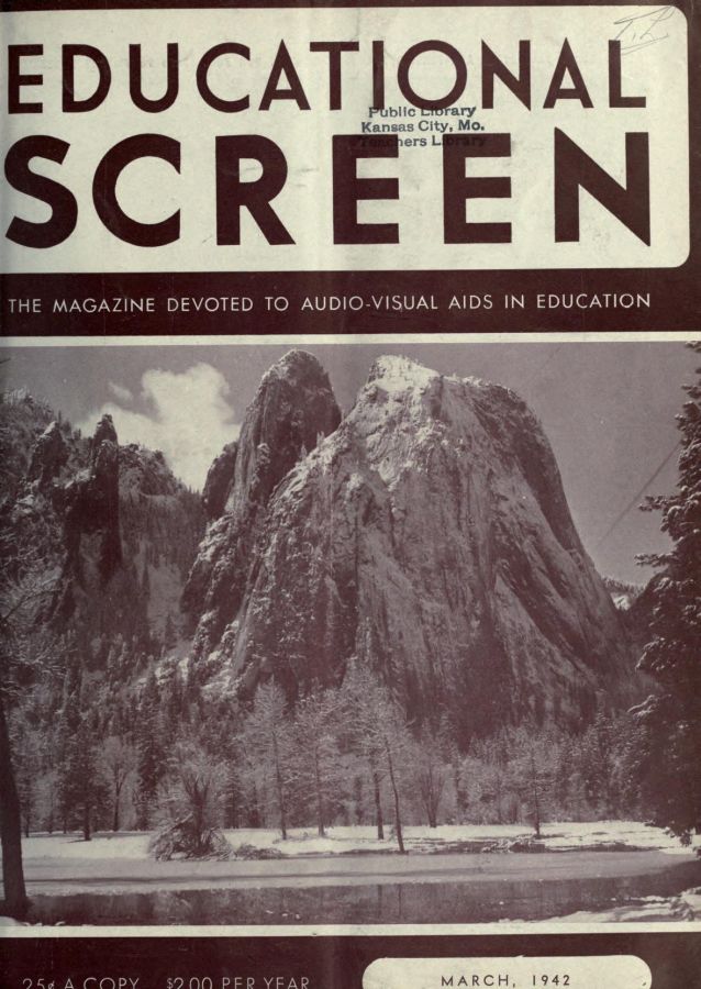 EDUCATIONAL SCREEN magazine side cover March 1942