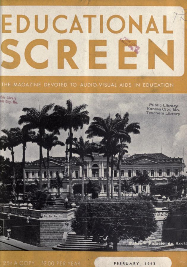 EDUCATIONAL SCREEN magazine side cover February 1943