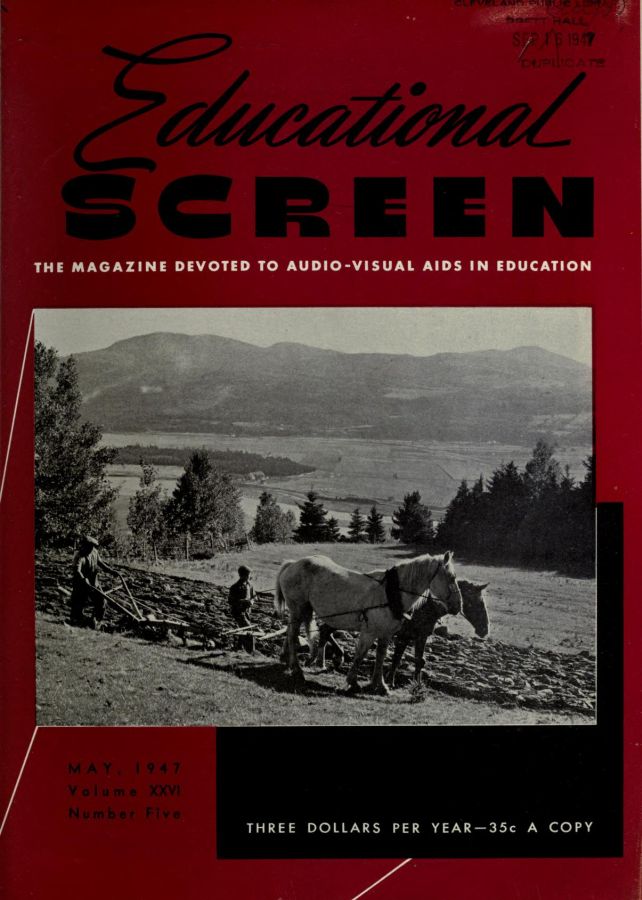 EDUCATIONAL SCREEN magazine side cover May 1947