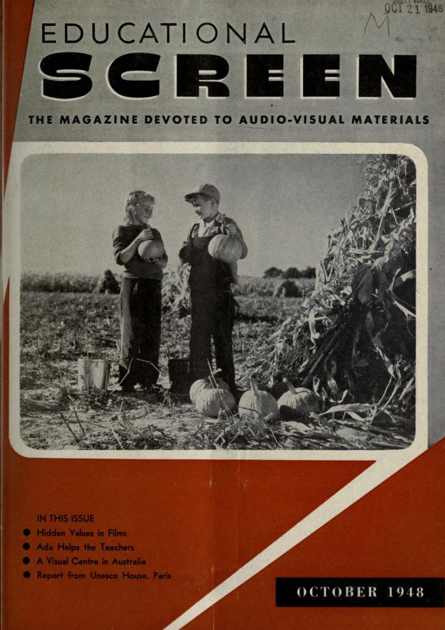 EDUCATIONAL SCREEN magazine side cover October 1948