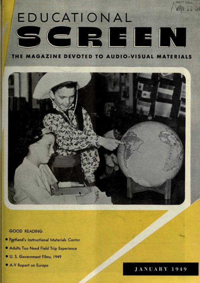 EDUCATIONAL SCREEN magazine side cover January 1949