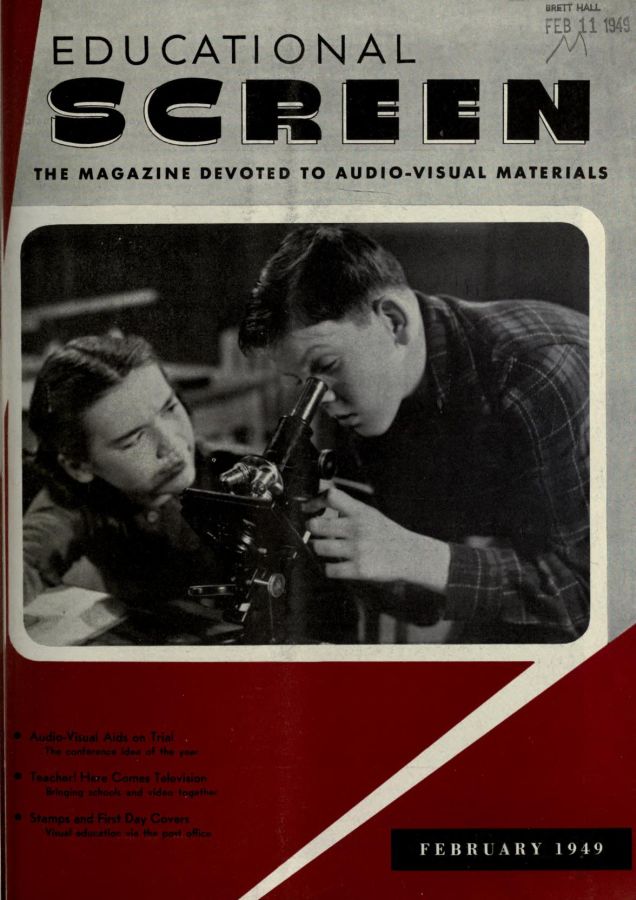 EDUCATIONAL SCREEN magazine side cover February 1949