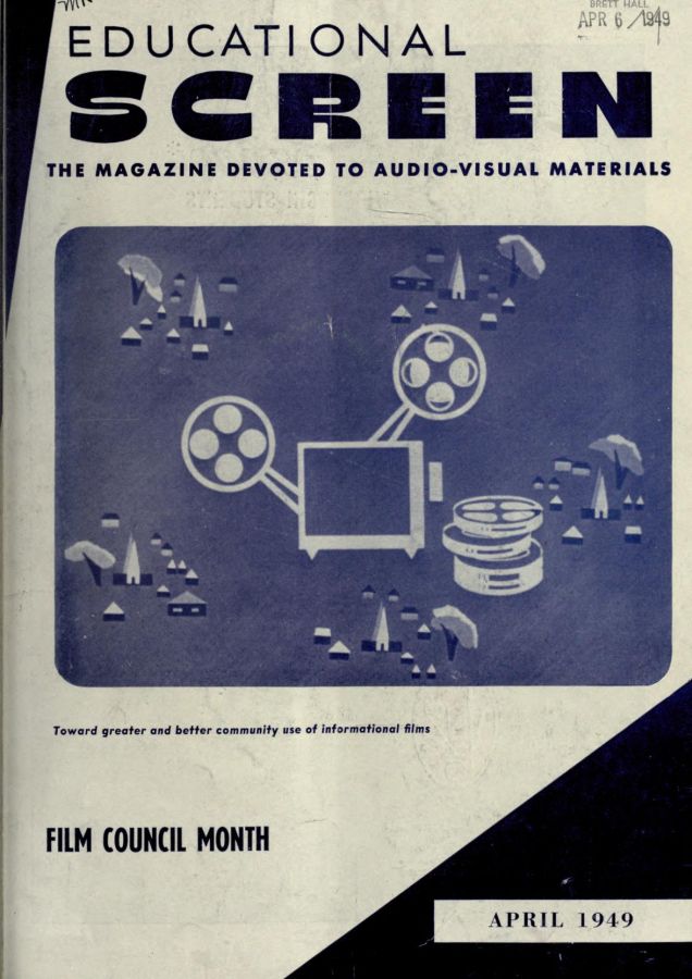 EDUCATIONAL SCREEN magazine side cover April 1949