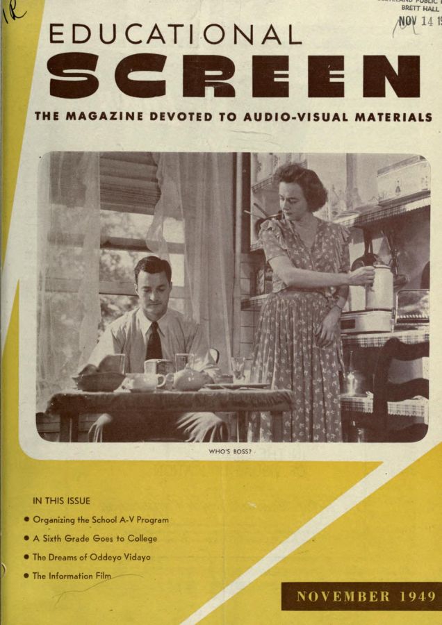 EDUCATIONAL SCREEN magazine side cover November 1949