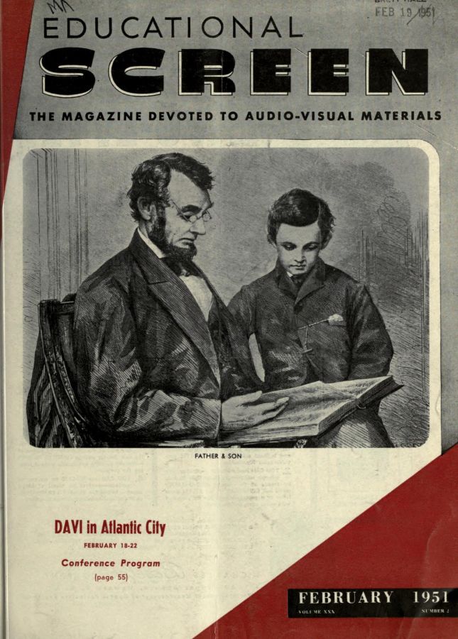 EDUCATIONAL SCREEN magazine side cover February 1951