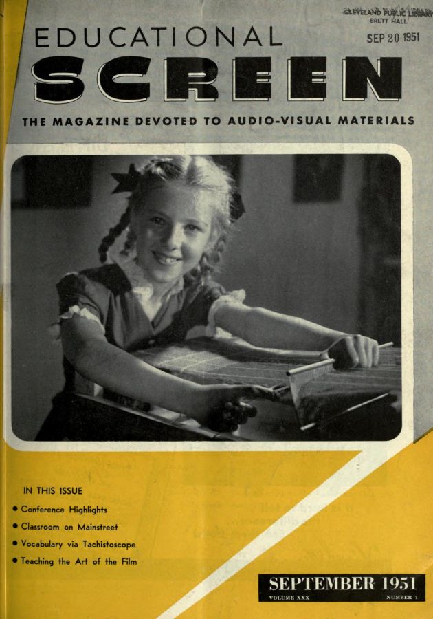 EDUCATIONAL SCREEN magazine side cover September 1951