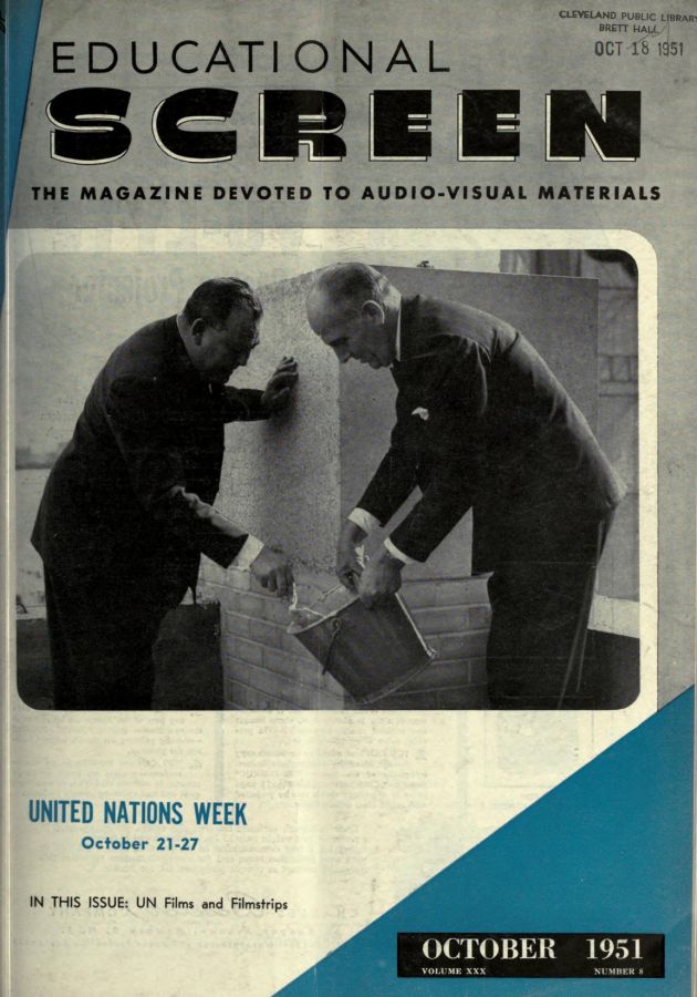 EDUCATIONAL SCREEN magazine side cover October 1951