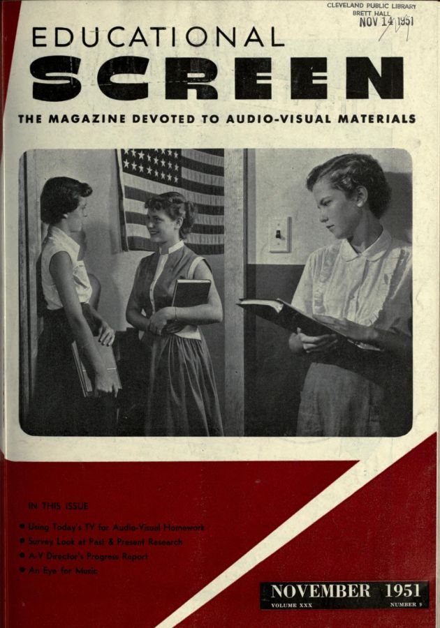 EDUCATIONAL SCREEN magazine side cover November 1951