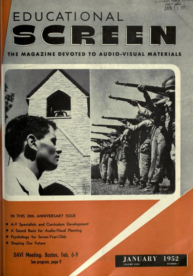 EDUCATIONAL SCREEN magazine side cover January 1952